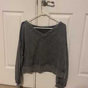 SHEIN Gray V-Neck Crop Top